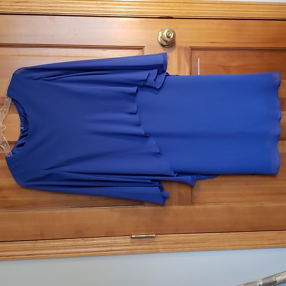 COLDWATER CREEK BLUE CHIFFON COCKTAIL DRESS, Size 6P - Picture 3 of 13